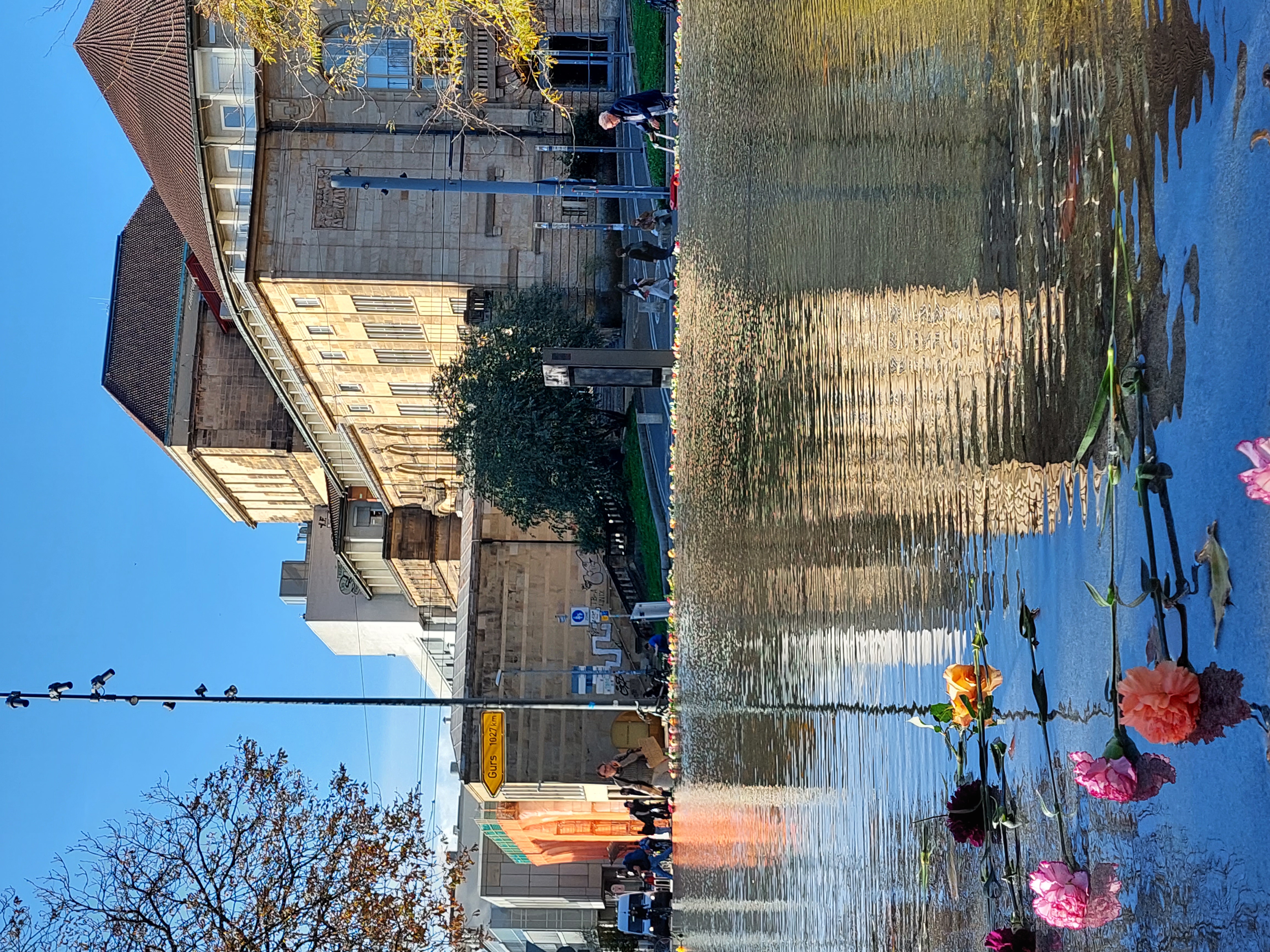 Mirror of remembrance on the site of the burnt down Synagogue in Freiburgjpg